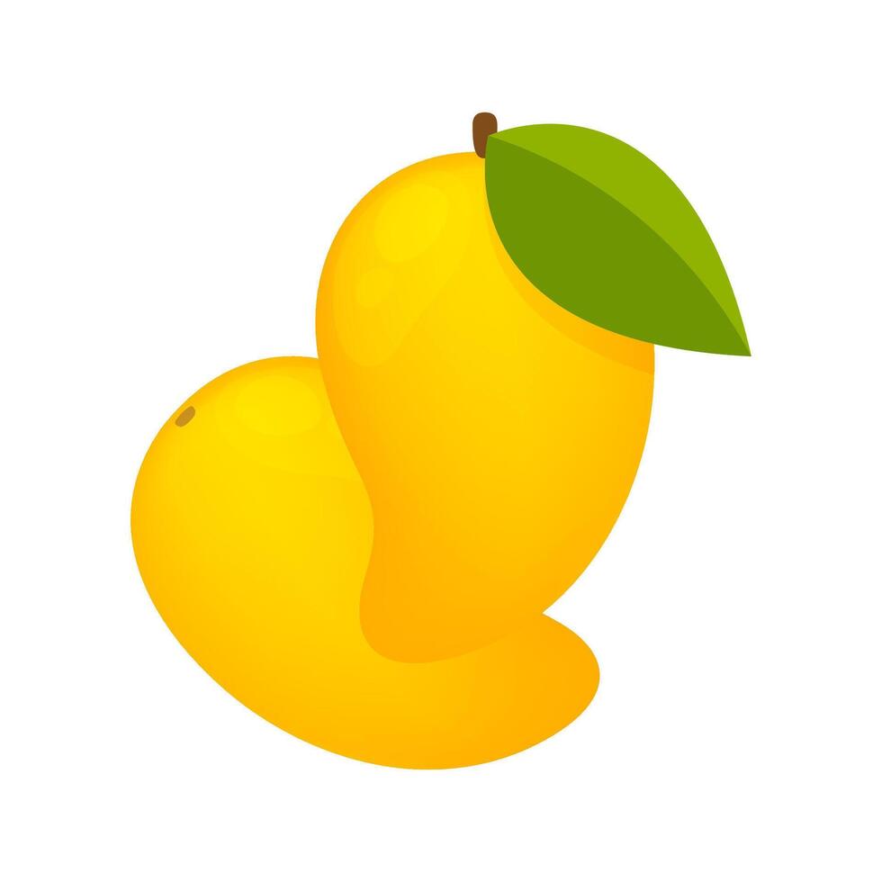 mango ripe fruit simple isolated on white background, yellow mango cartoon for clip art, mango for icon vector
