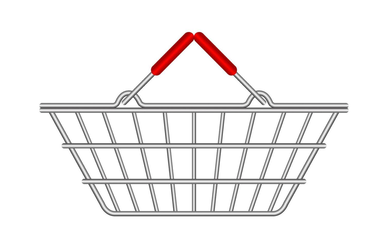 basket empty for supermarket isolated on white, shopping basket, handle basket metal side view vector