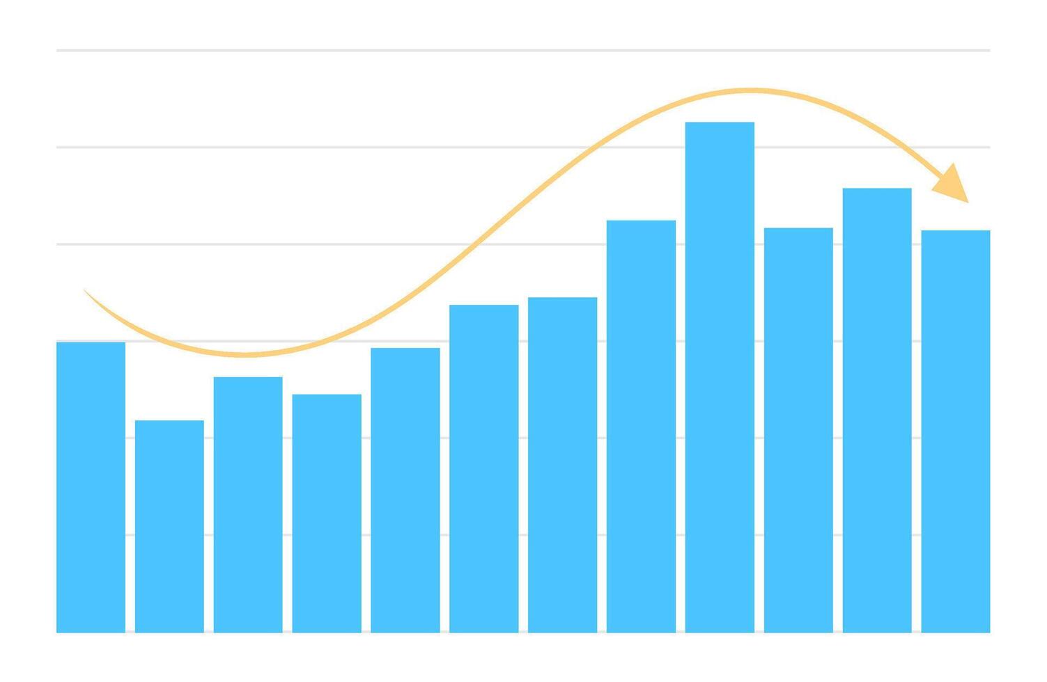 business graph bar blue color and arrow isolatred on a white background, graphic graph chart of business growth, graph chart bar and arrow for profit finance report, image graph chart for infographics vector