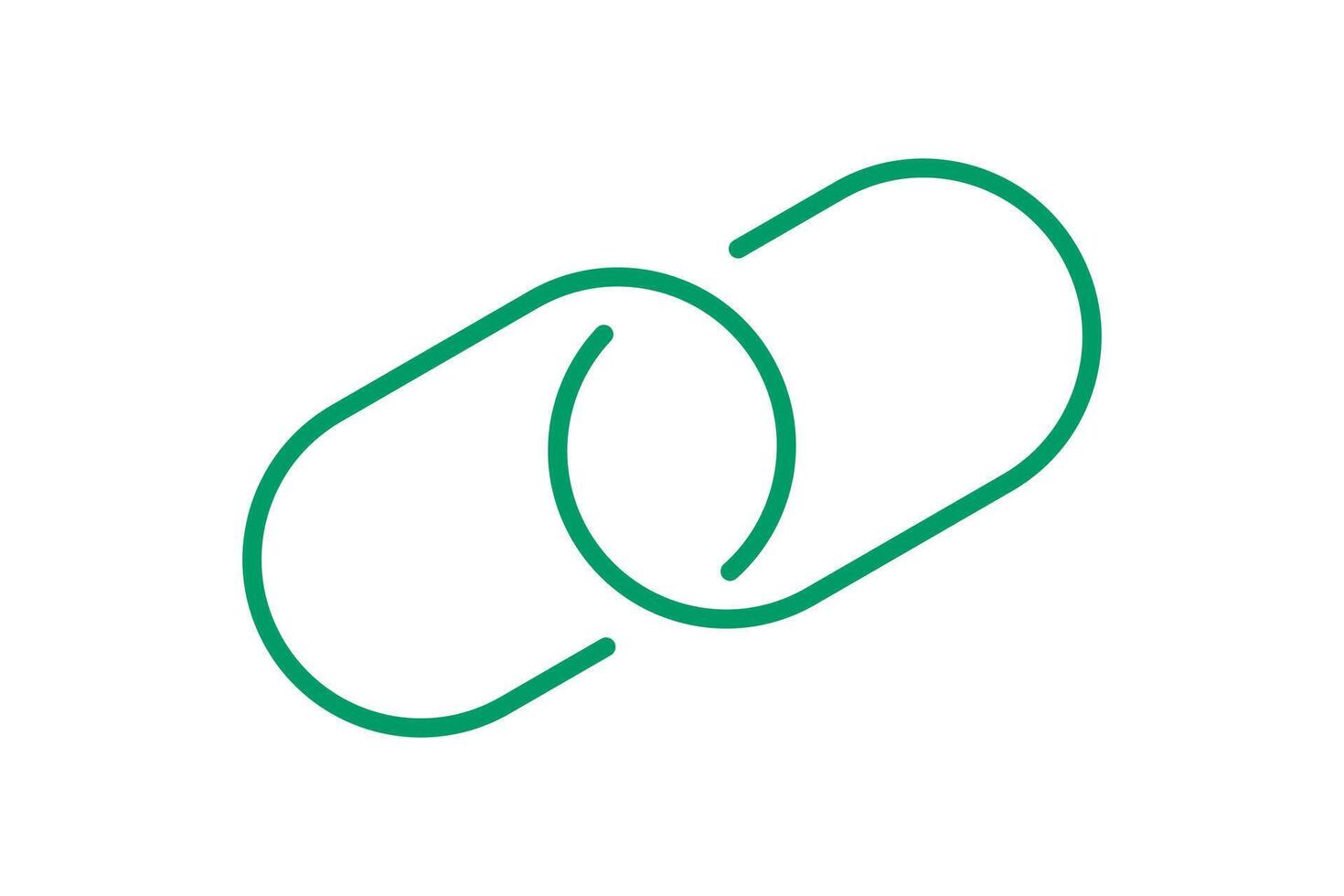 chain link symbol green for icon, simple hyperlink link chain with line thin style, icon link chain for data ux ui website or mobile application, chain joined symbol for element signal network vector