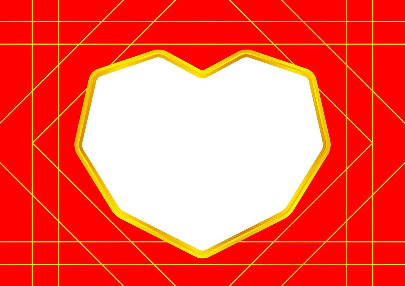 golden heart frame shape on red background, white frame shaped heart on golden line for greeting card paper, luxury heart shape golden decoration valentines graphic, cute heart for copy space text vector