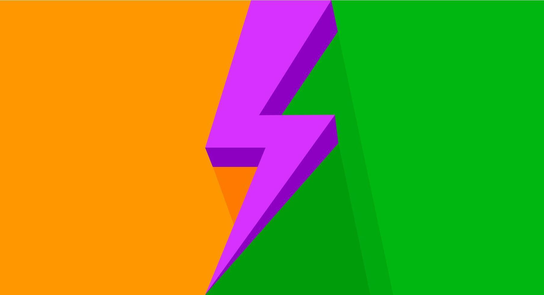 purple thunder on orange green bright for banner copy space, flash sales graphic template for vs concept, thunderstorm symbol for advertising compare, icon shock for flash sales banner promotion ad vector