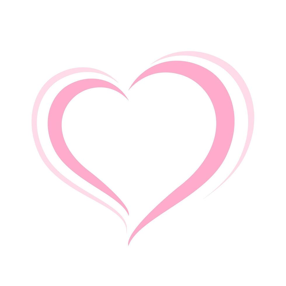 heart shape pastel pink isolated on white background, heart-shaped flat icon symbol, pink heart shape for decoration valentine's card, heart shape for logo graphics vector