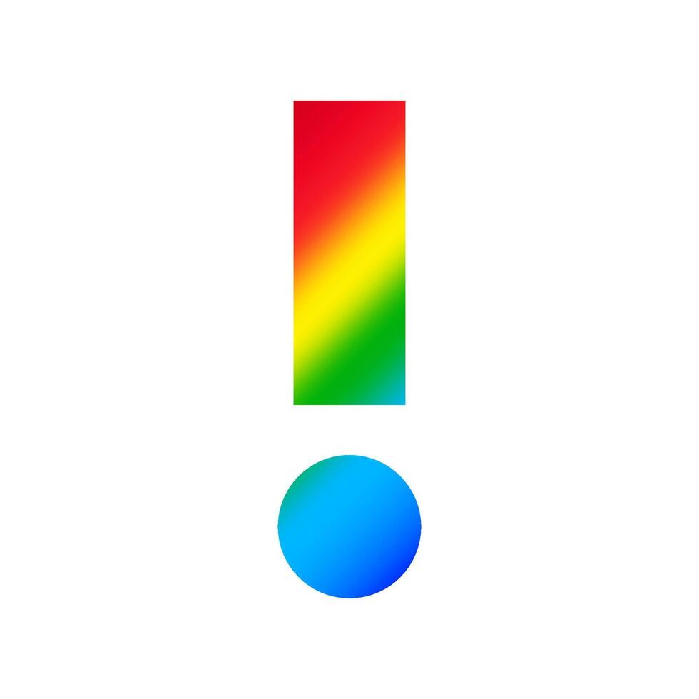 exclamation mark sign, exclamation mark sign rainbow colorful for clip art, quote symbol for illustration, icon quote for graphics vector