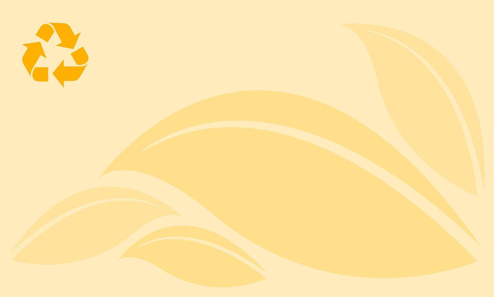 recycle symbol on yellow soft background graphic leaf pattern, template banner background nature for copy space, background yellow soft for garbage waste recycle article documents or presentation vector