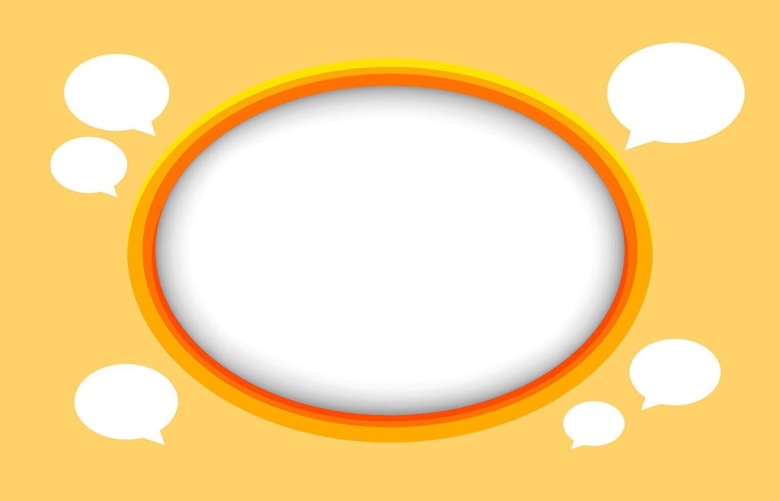 modern ellipse frame on orange and speech bubble white for banner background, banner frame circle shape for message, orange ellipse and white frame for copy space, modern orange frame for text vector