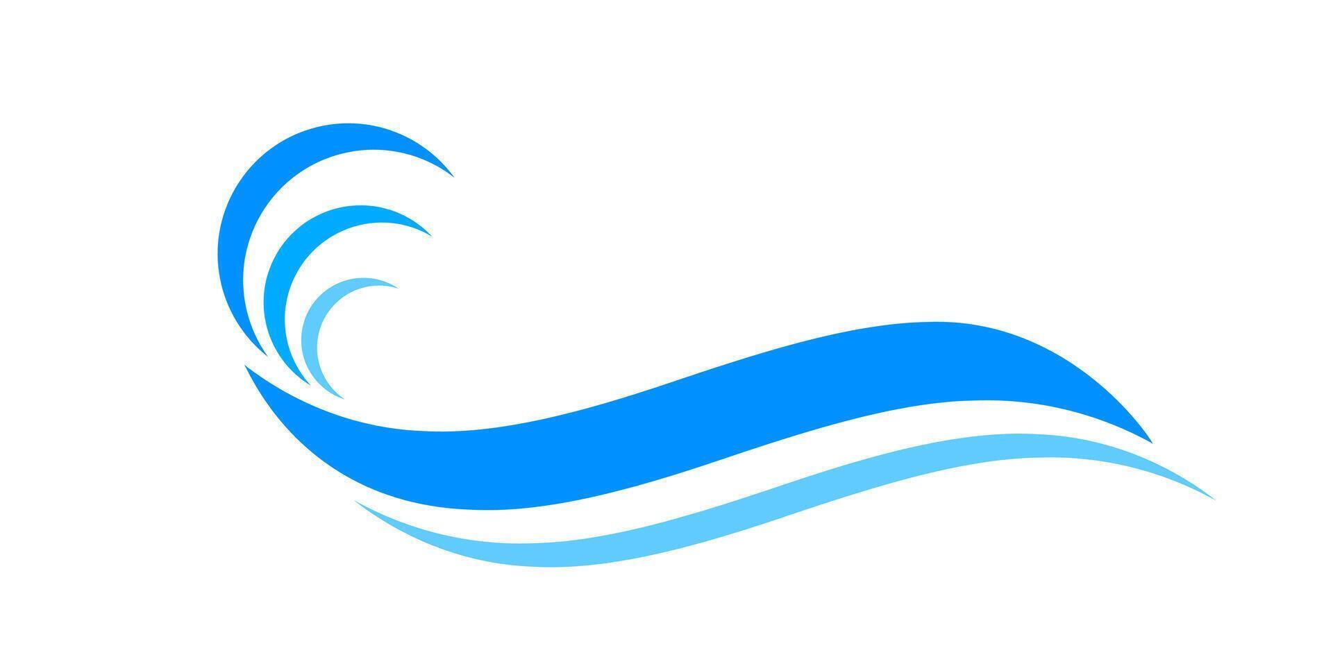water waves blue symbol, water ripples light blue, ocean sea surface symbol, aqua flowing graphics vector