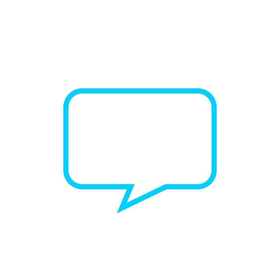 blue speech bubble square isolated on white, modern speech balloon art line sign of communication symbol, light blue speech bubble for talk text, balloon message icon, dialog chatting graphic for icon vector