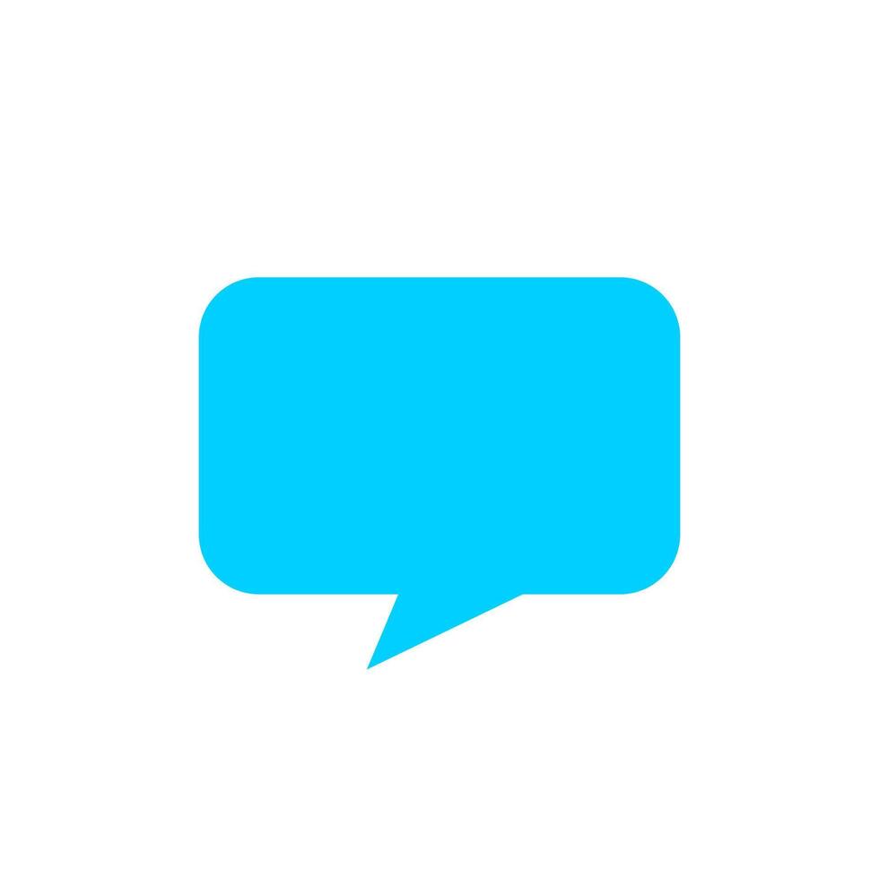 speech bubble square shape blue color for message, copy space, dialog chat box icon vector
