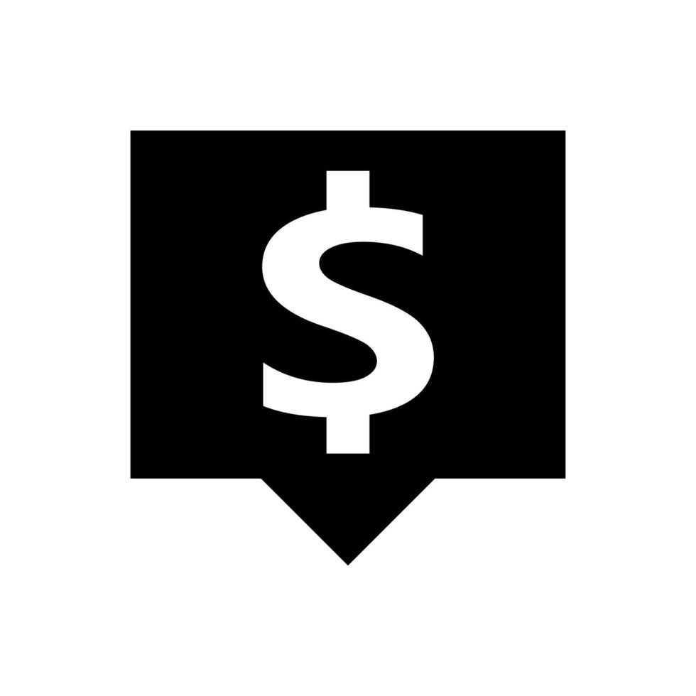 dollar currency symbol in speech bubble square shape for icon, black dollar money for app symbol, currency digital dollar icon for financial concept vector