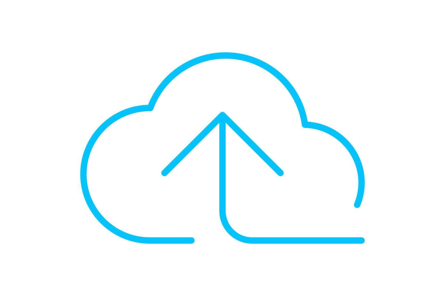 cloud and arrow symbol for icon with line thin, simple line arrow up blue cloud, icons add data to cloud for ui ux website or mobile application, cloud of upload download, element of storage network vector