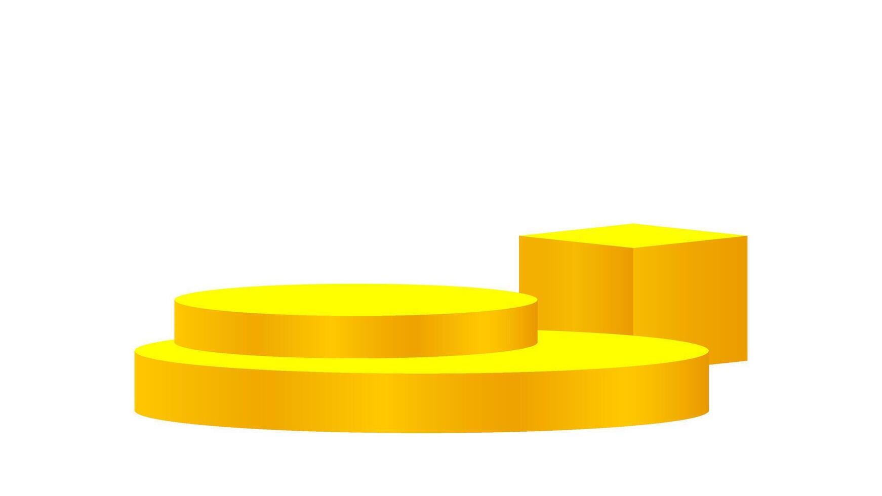 luxury pedestal gold 3d isolated on white, golden pedestal circle box for cosmetics product display show, gold podium stage show for deluxe victory position vector
