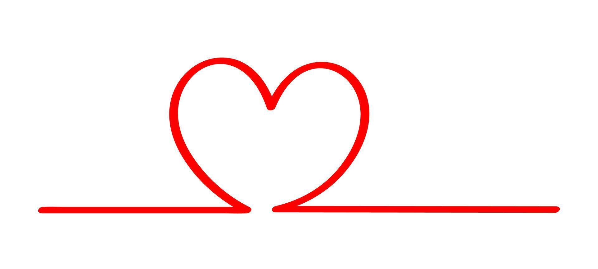 doodle heart shape in a line isolated on white, red heart shape on a line strip row, heart shape art line sketch brush for valentine, heart sign with hand drawn for element wedding icon love card vector