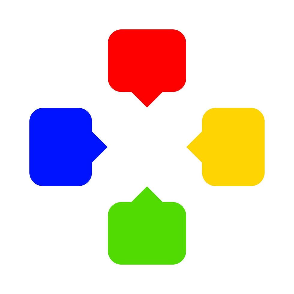 colorful square speech bubble for icon isolated on white, red blue yellow and green square speech bubble simple shape, speech bubble symbol for icon flat element design concept vector