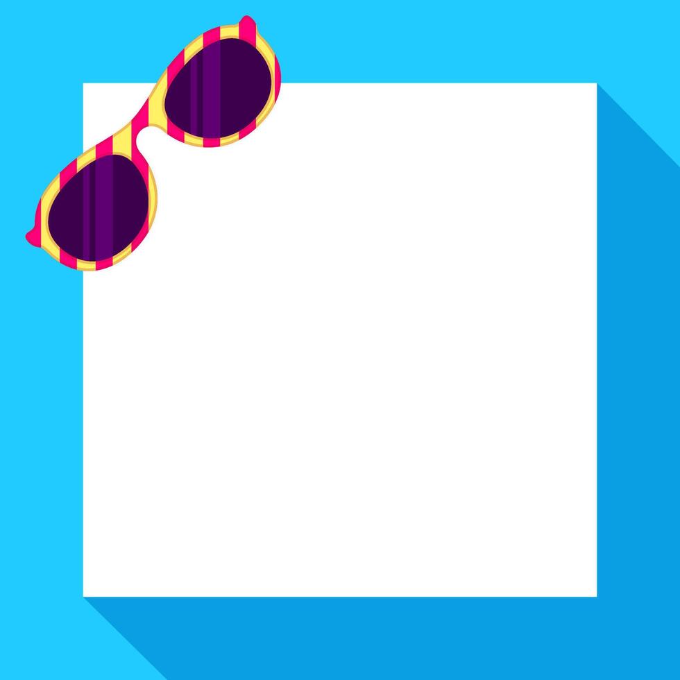 banner fashion glasses flat on white copy space, frame glasses for blue background summer sale, frame fashionable eyeglasses flat for graphic sale banner discount, banner of sunglasses eyewear vector