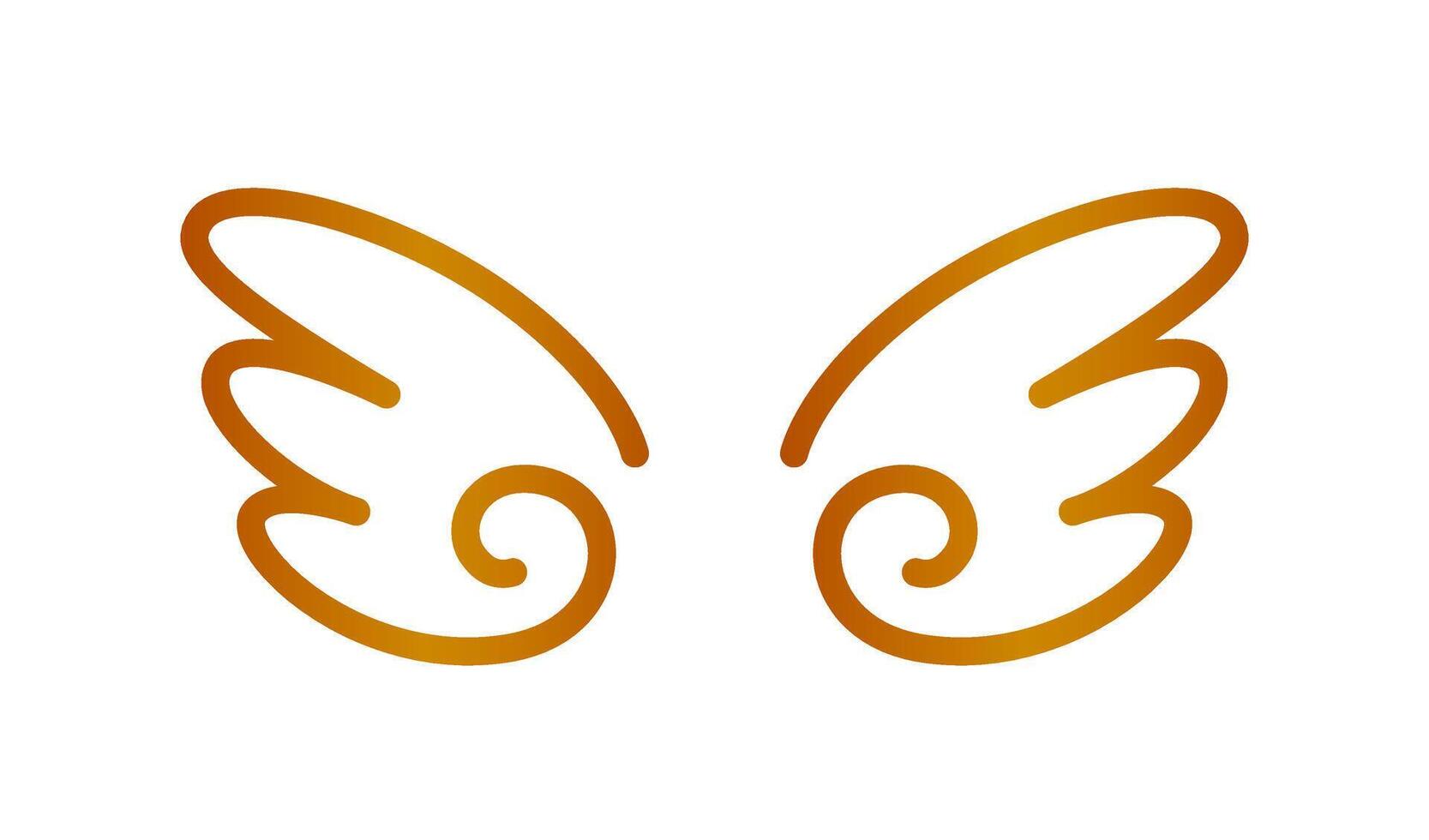angel wings icon copper isolated on white, cute cartoon wing and ornate, clip art angel wings shape for logo, luxury copper color angel wings for freedom symbol, illustration wing vector