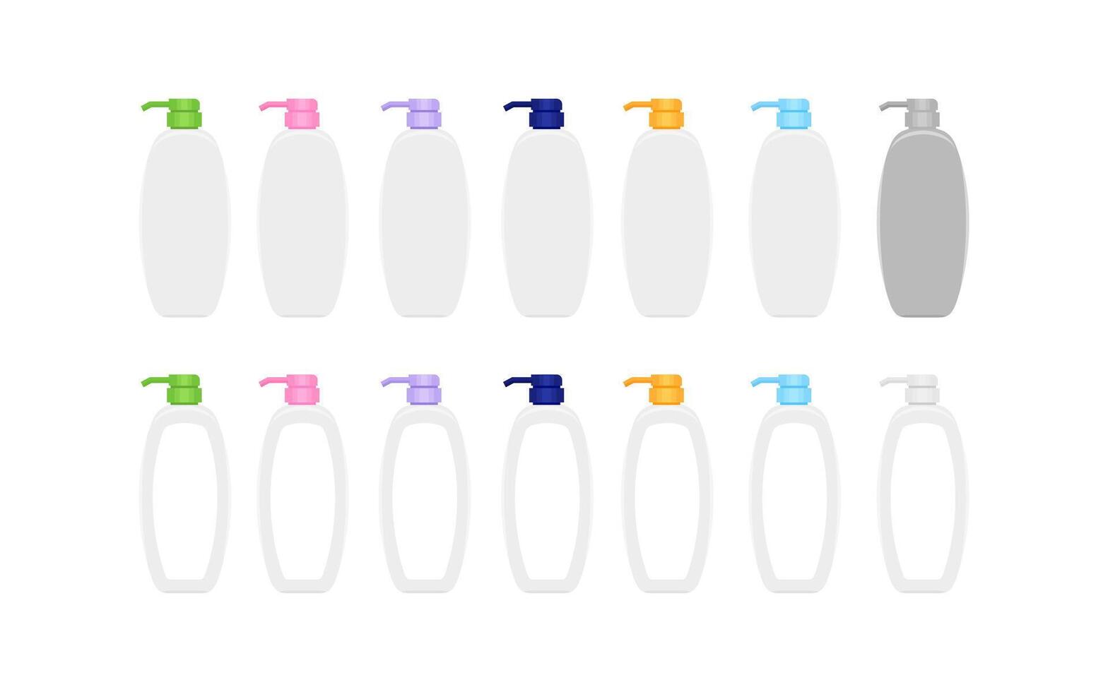 mock-up bottle plastic packaging on a white, bottle collection of cosmetic container design, template blank bottle for label graphic, empty bottle for lotion, cream or soap gel product vector