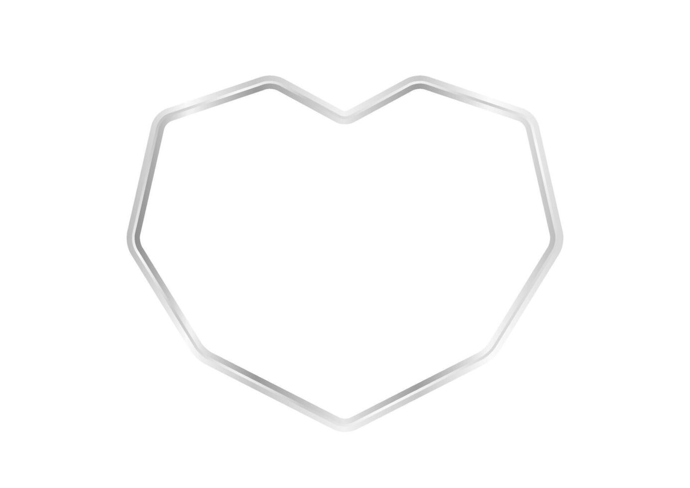 heart shape silver frame isolated on white for copy space, luxury silver frame with shaped heart, cute border frame hearts shape silver for valentines graphic, heart shape silver vector