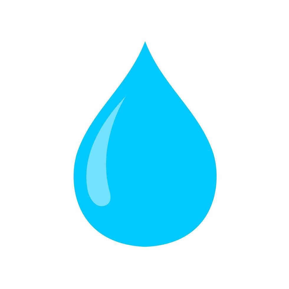 water drop shape blue isolated on white background, water droplet flat icon, blue water drop for logo graphic design, water droplet symbol vector