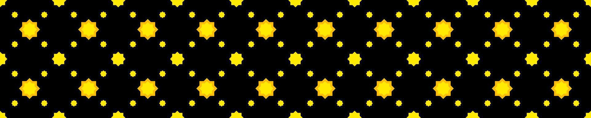 star seamless pattern cute on black long strip background, star shape geometric and repeat pattern vector