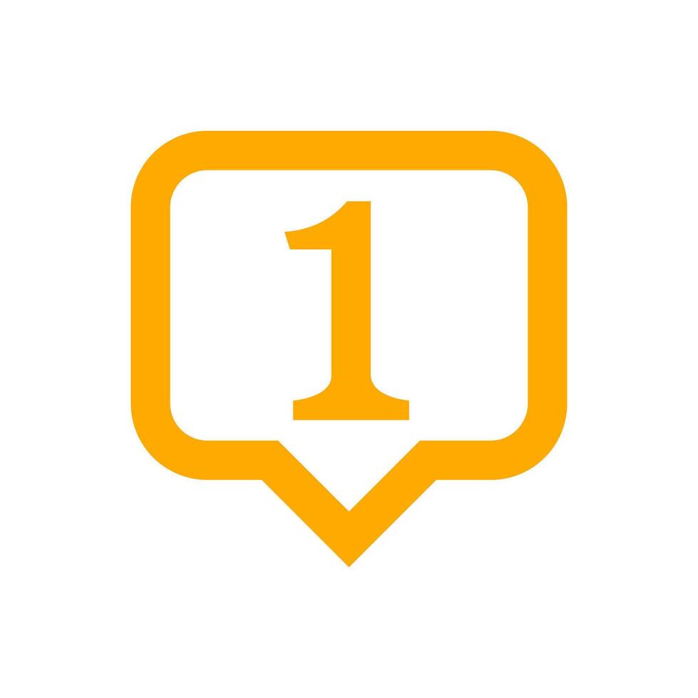 number 1 in speech bubble, flat currency symbol one 1 money, first symbol with square shape, 1st symbol for success or quality, icon one for winner, simple number one button vector