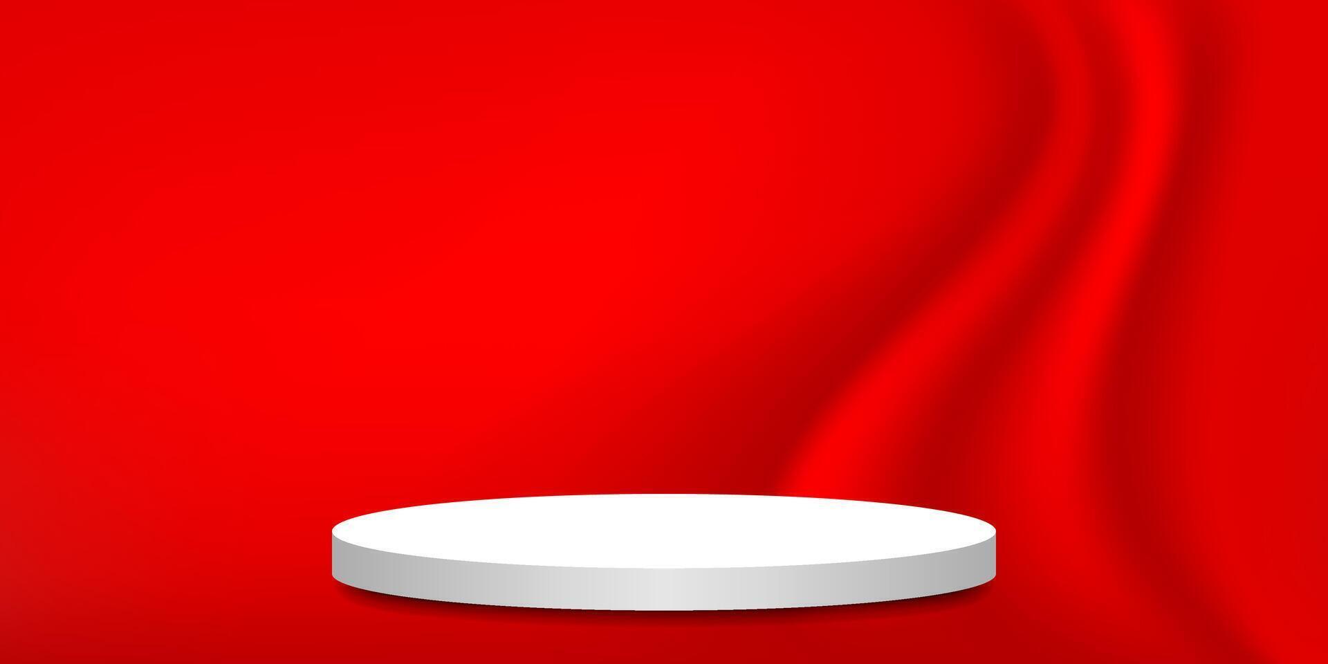 podium stage red for cosmetics make-up product display vector