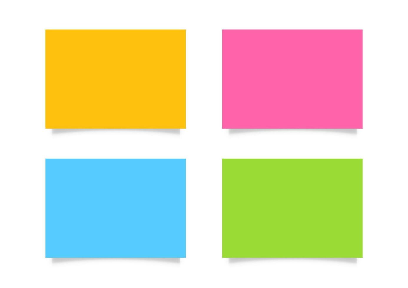 colorful paper sheet set isoloated on white background, note paper a4 blank orange, pink, blue and green, worksheet paper multi color of note, flat lay papers, empty paper sheet for notepaper postcard vector