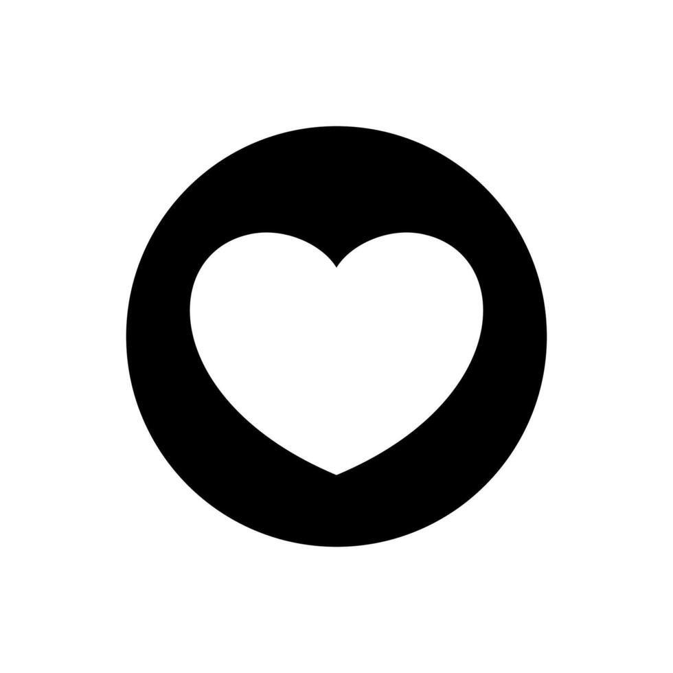 heart shape icon simple in circle black, heart symbol for button graphic, passion or romantic icon, heart shape element sign for valentine's day and wedding card, happy love symbol isolated on white vector