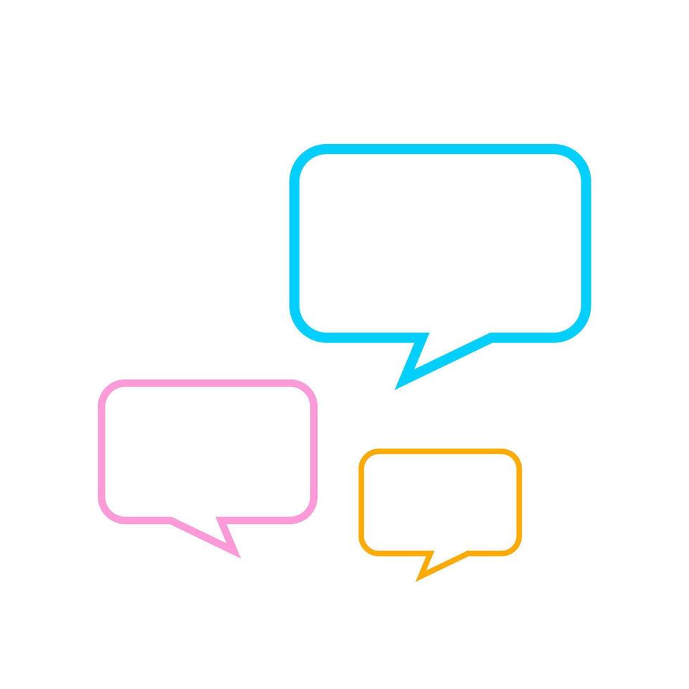 colorful speech bubble line square shape isolated on white, balloon for message talk chat concept vector