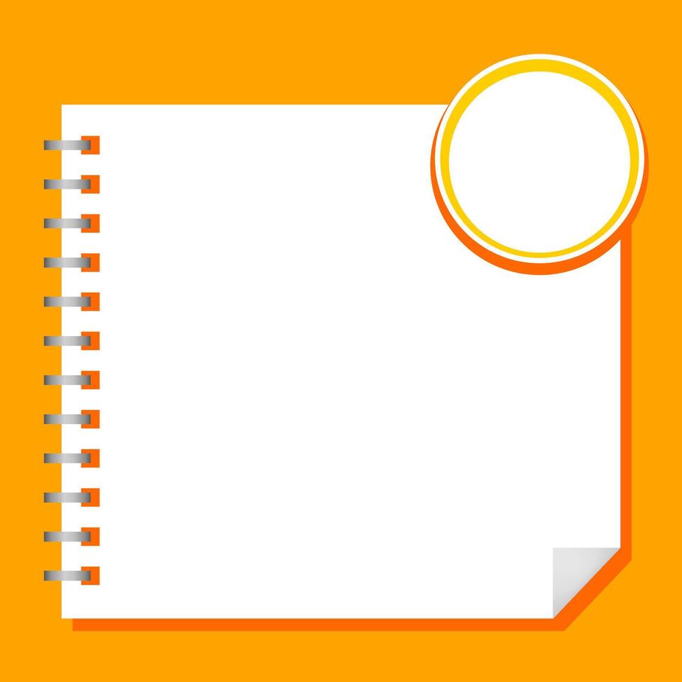 template paper square white and circle, orange background, blank paper white for banner presentation, cover paper white square print for clip art vector