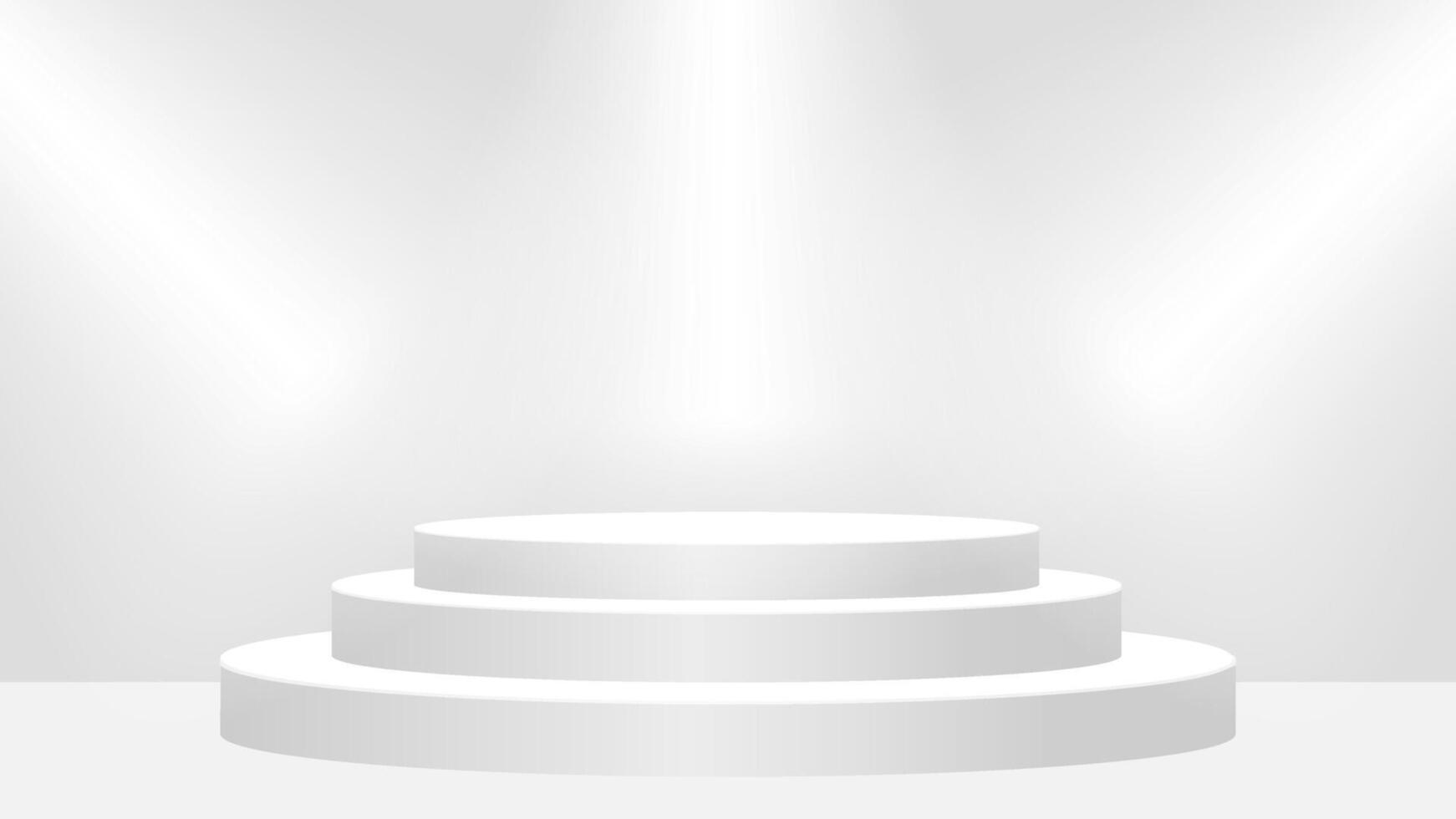 pedestal circle white and light for stage presentation background, pedestal stand for winner award and success concept, podium stage round three layer for product display, empty pedestal of exhibition vector