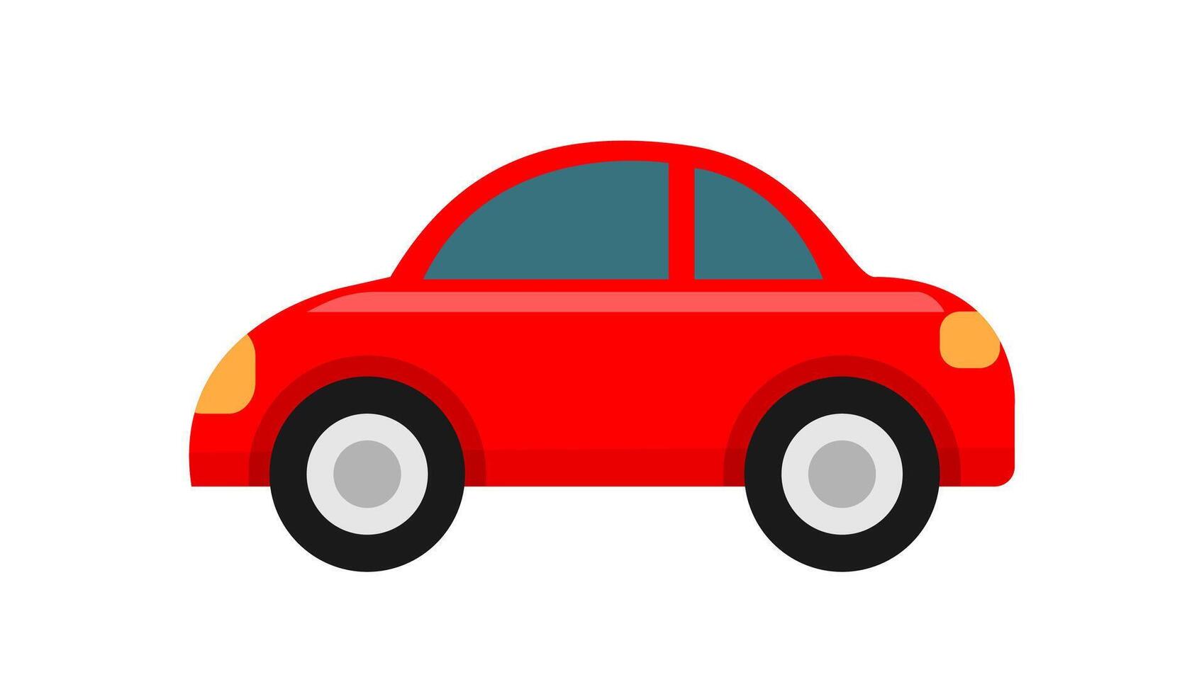 red car icon, clip art car red cute, illustration car flat simple for infographic design, car shape concept for children learning vector