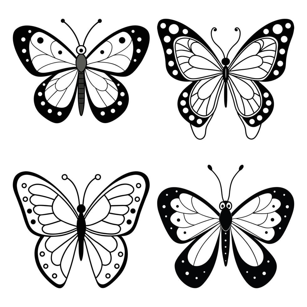 A butterfly with a black outline and the word butterfly on it vector