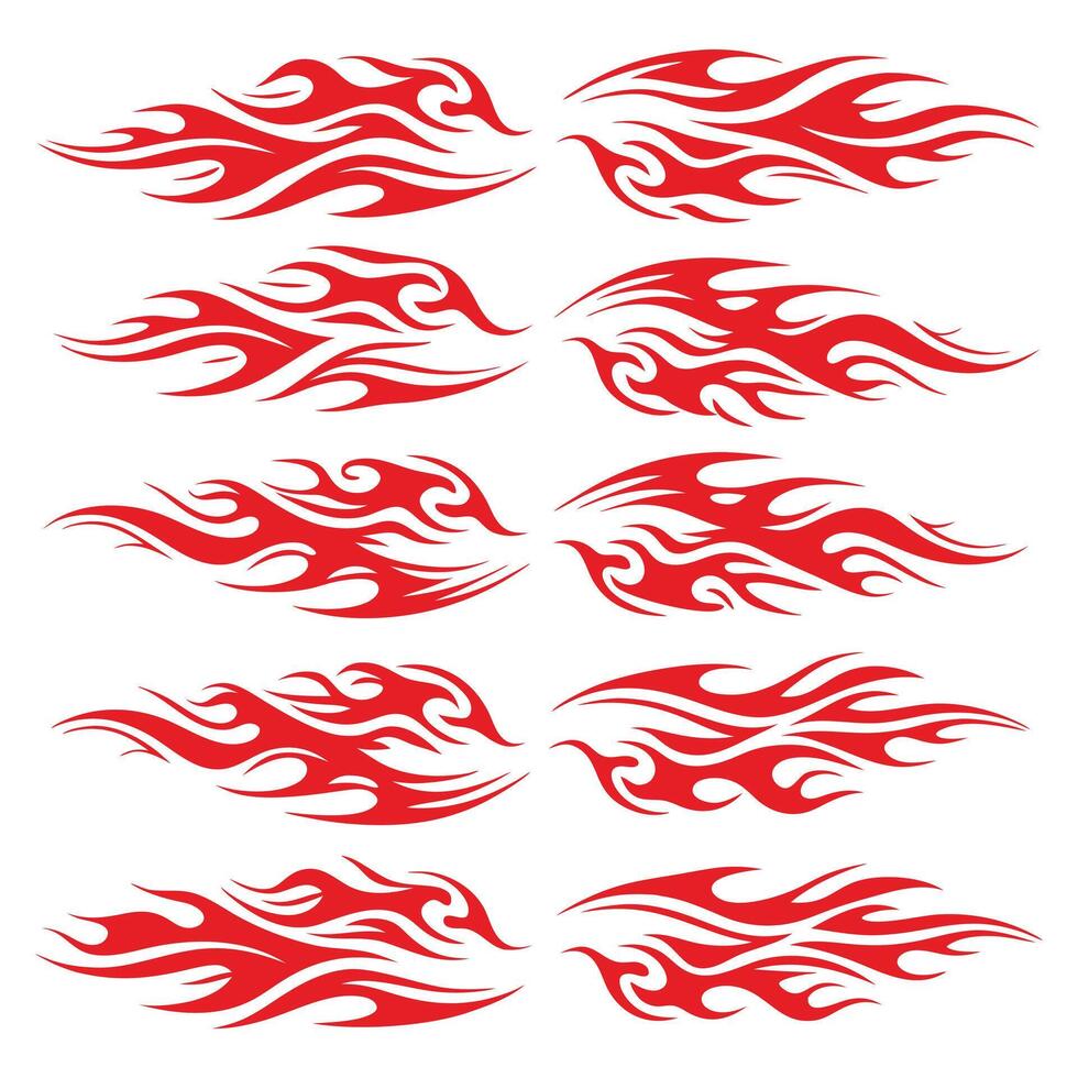 A series of fire drawings that say fire vector