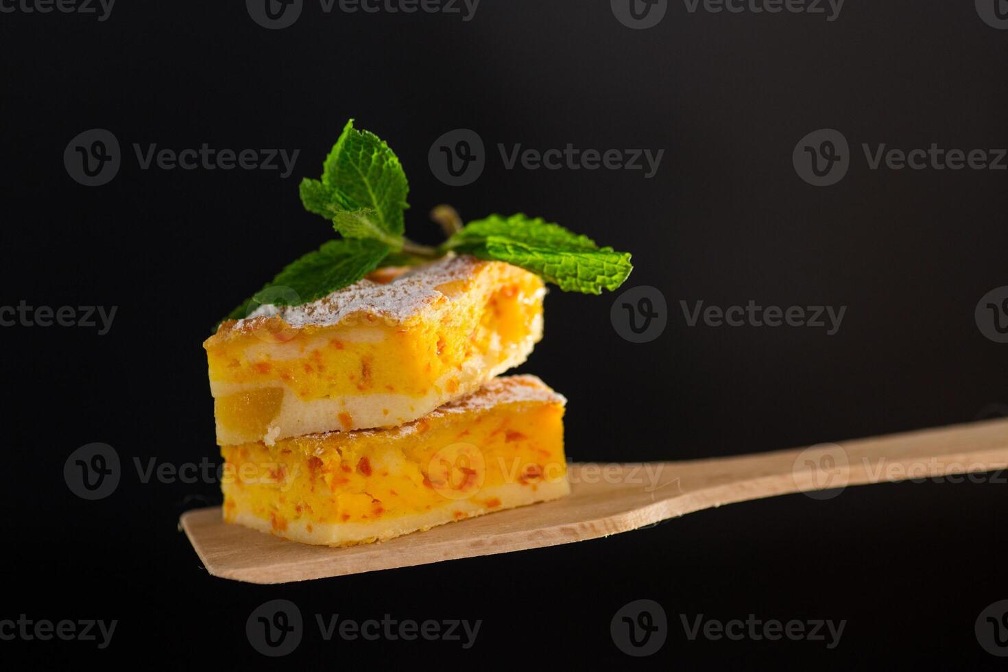 Homemade Cottage Cheese Casserole with Pumpkin.Dietary breakfast. photo