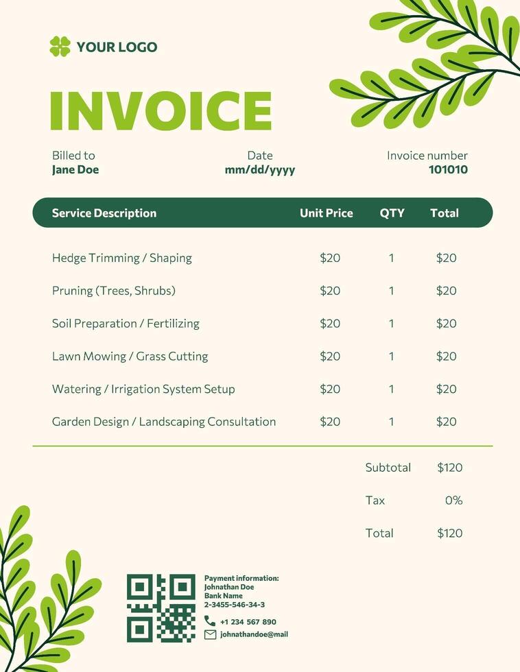 Gardener Theme Invoice Template