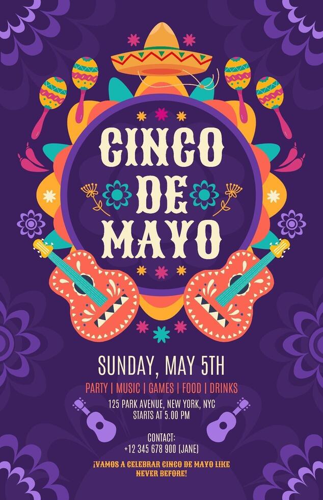 Cinco De Mayo Party Announcement Poster template