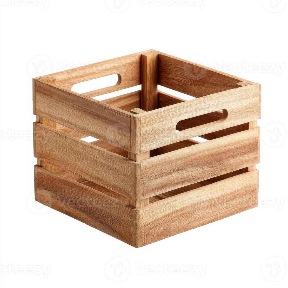 Wooden crate storage box, perfect for organizing items in stylish way. Its natural finish adds warmth to any space, enhancing decor photo