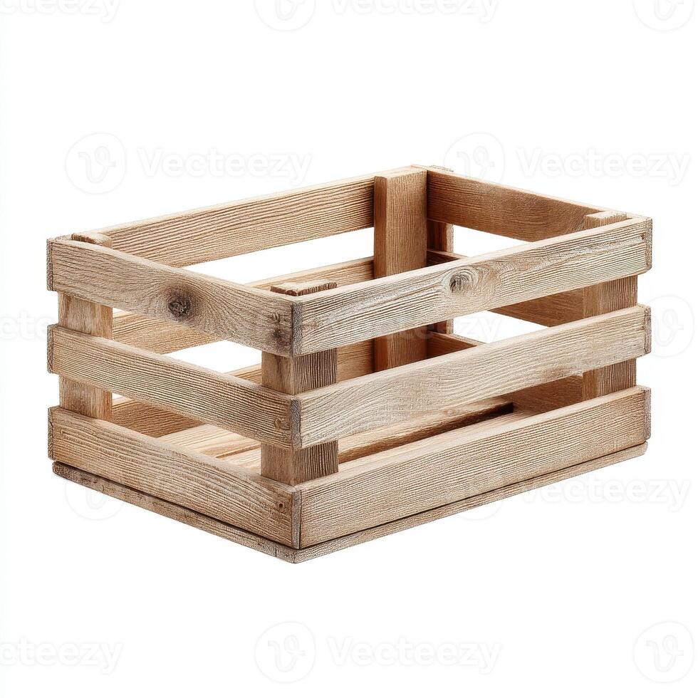 rustic wooden crate storage box with natural finish, perfect for organizing items in stylish way. This versatile piece adds charm to any space photo