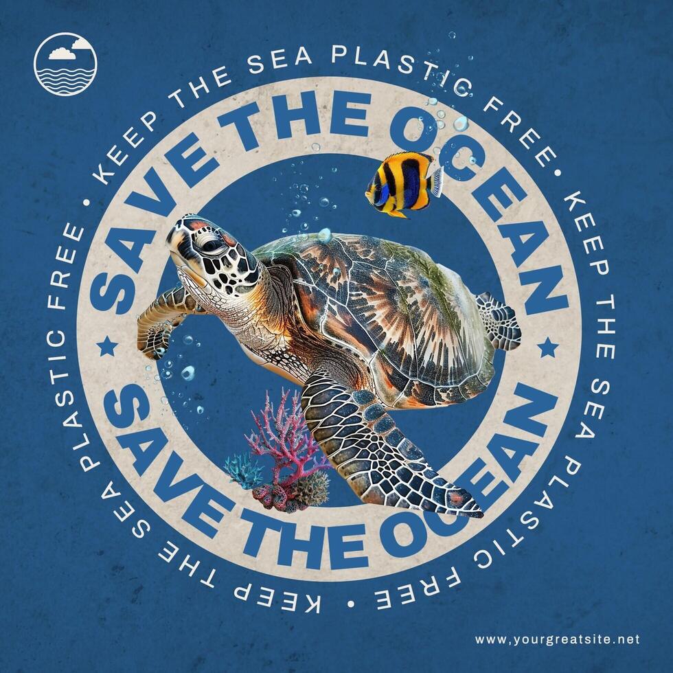 blue instagram post ocean day for social media template