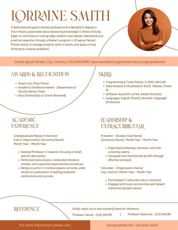 Orange Tangerine White Clean Minimalistic Curve Scholarship Resume template