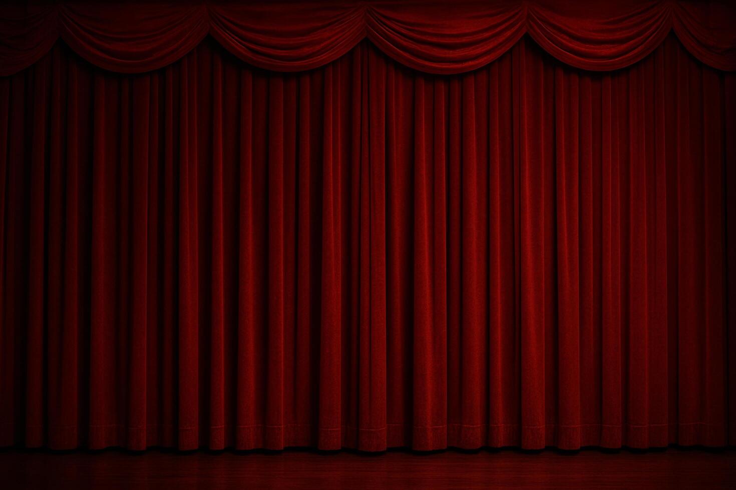 Red Theater Curtain Ready for Performance at Night Event in Cultural Center photo