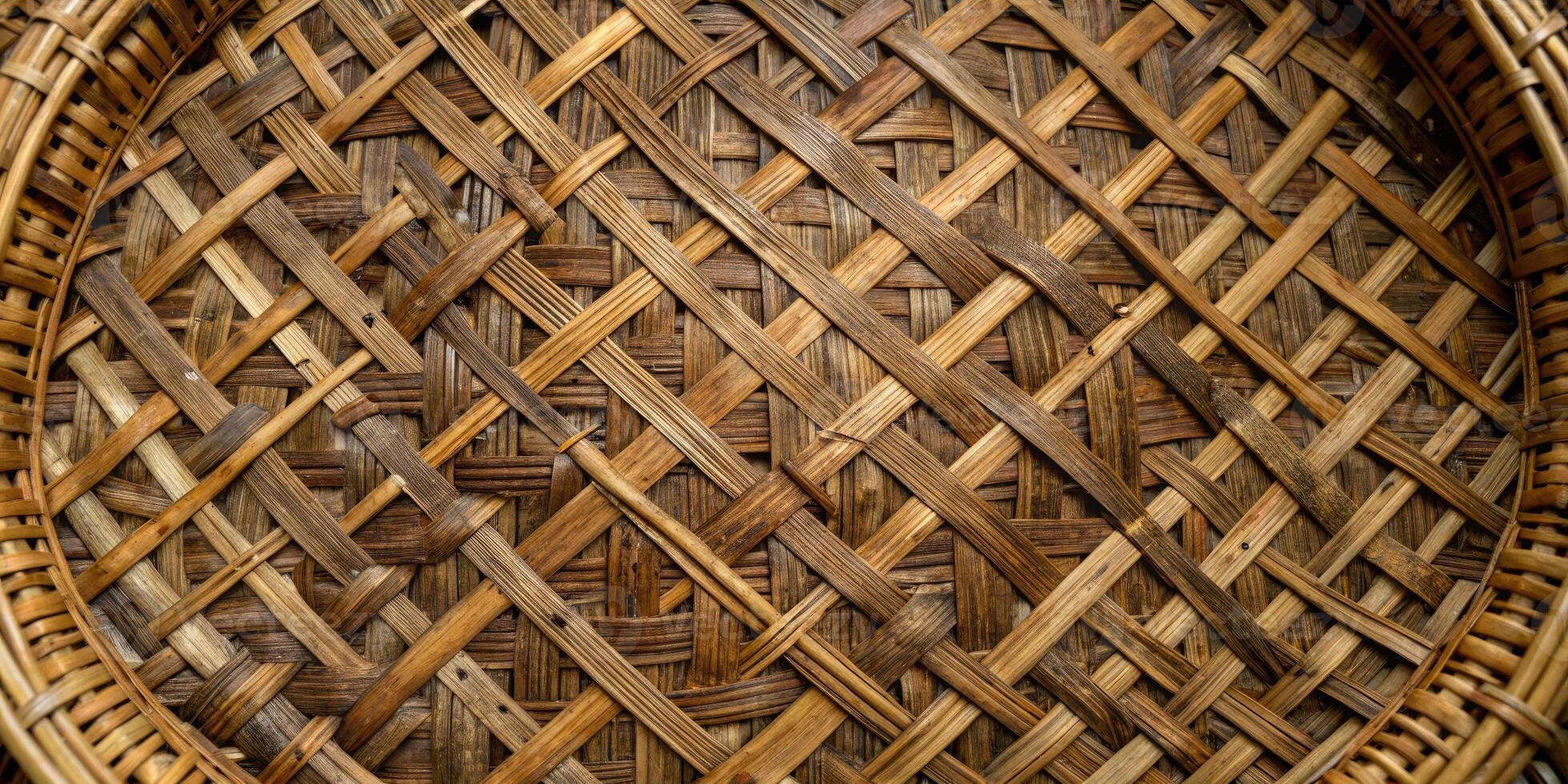 Woven wicker texture forming a rustic pattern. photo