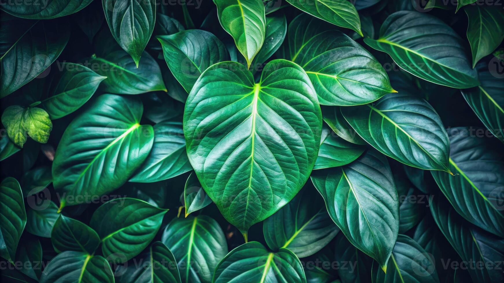 Lush green leaves with rich deep texture. photo