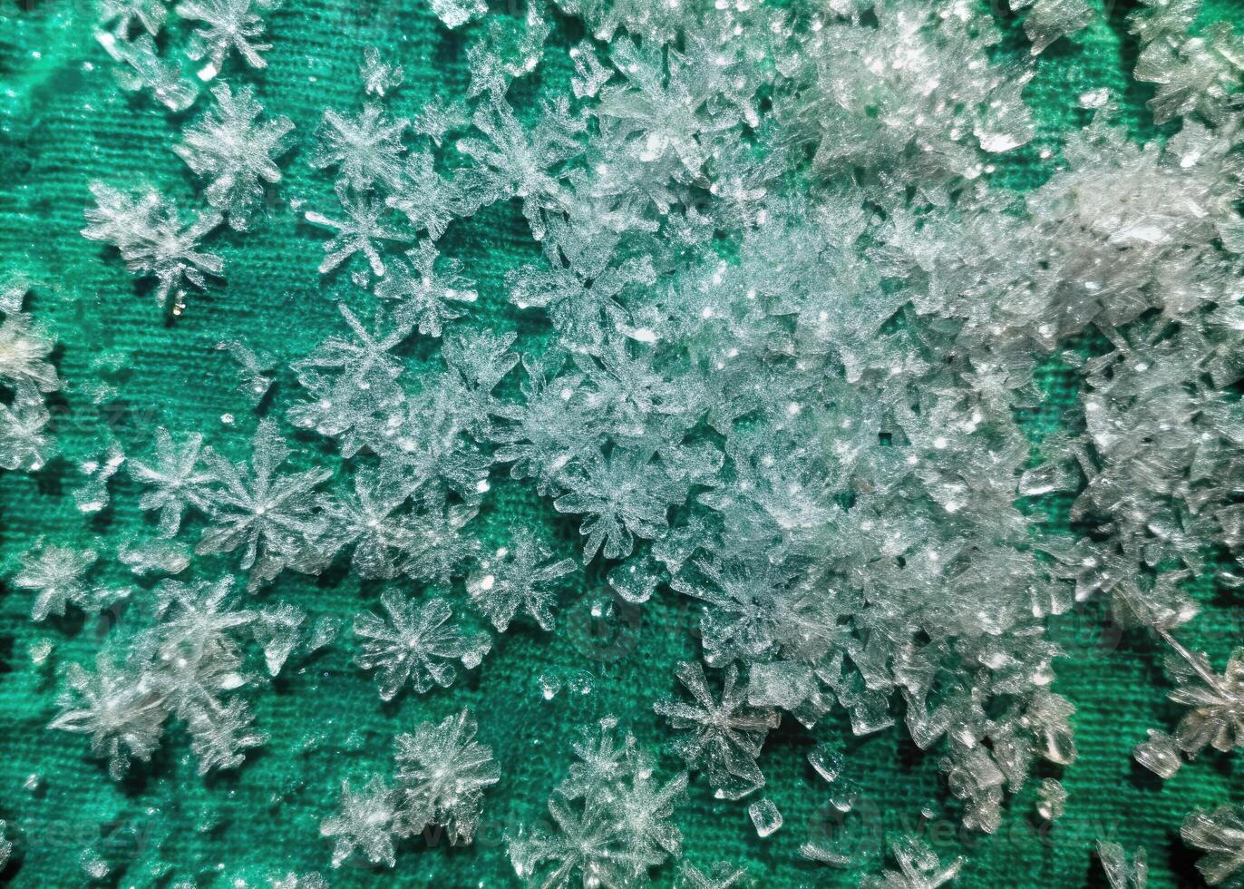 Delicate ice crystals form a frosty pattern. photo
