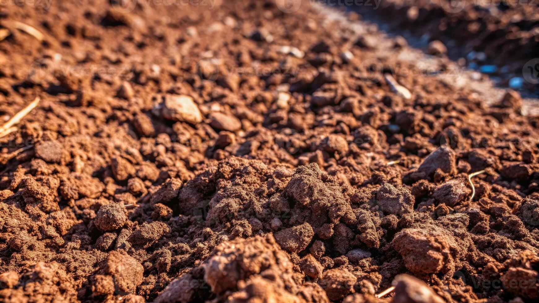 Rich brown soil ready for planting in a garden. photo