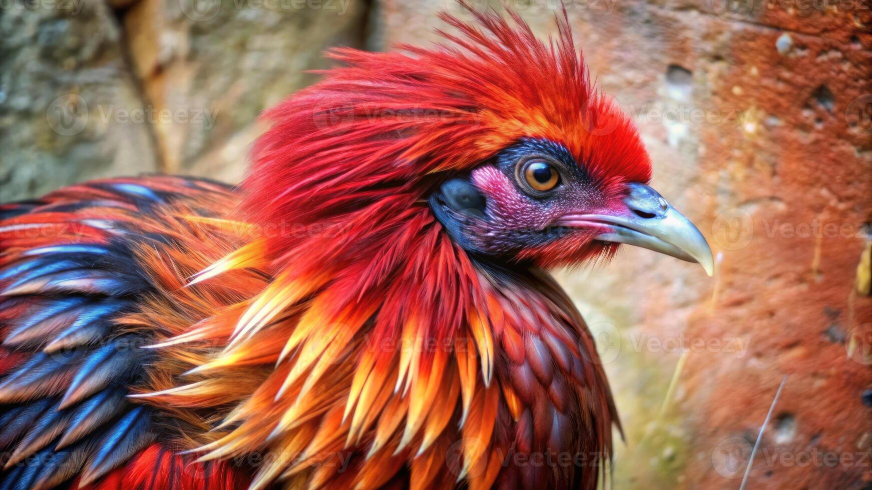 A vibrant bird displays its colorful plumage. photo