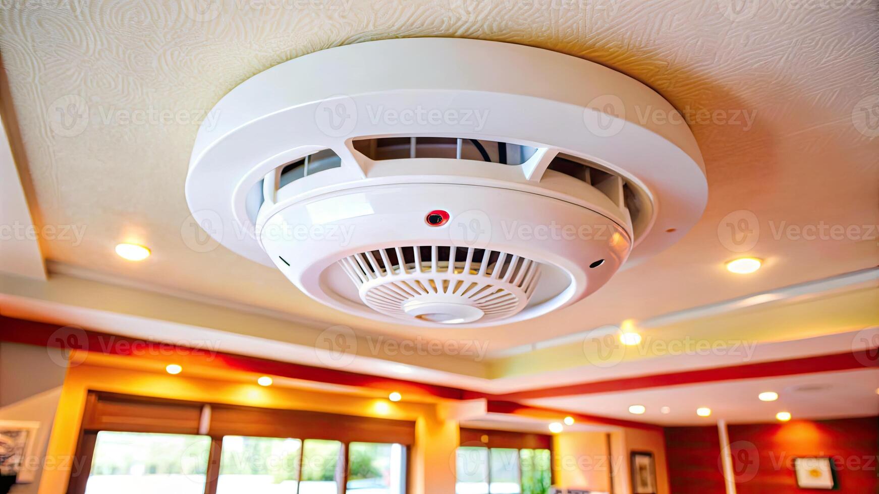 A modern ceiling fan with integrated LED lights. photo