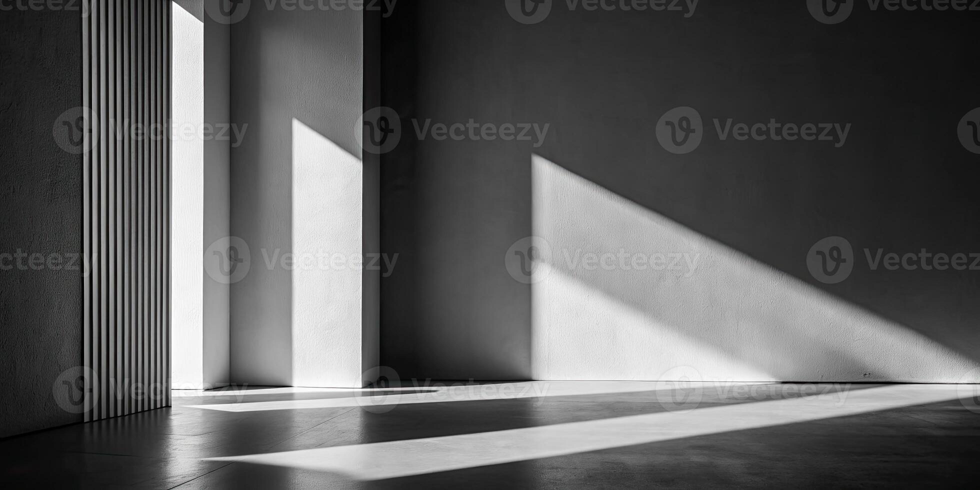 Shadowed corner in a minimalist room with dramatic lighting. photo