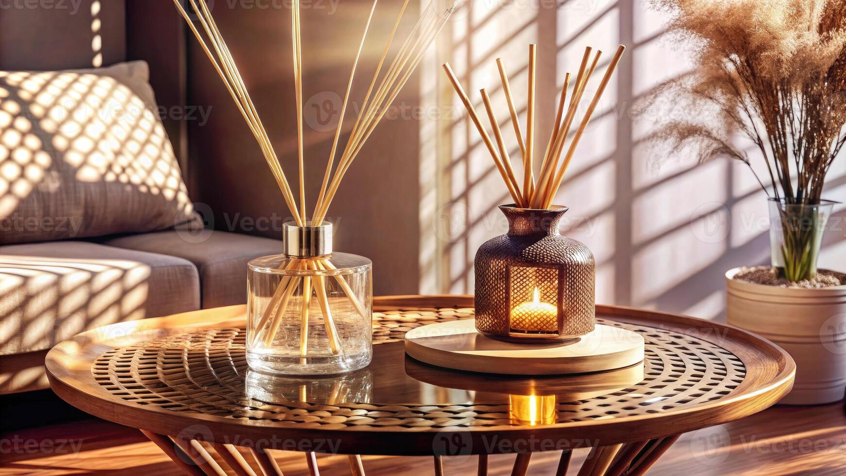 A cozy room with candles and soft lighting creates a warm ambiance. photo